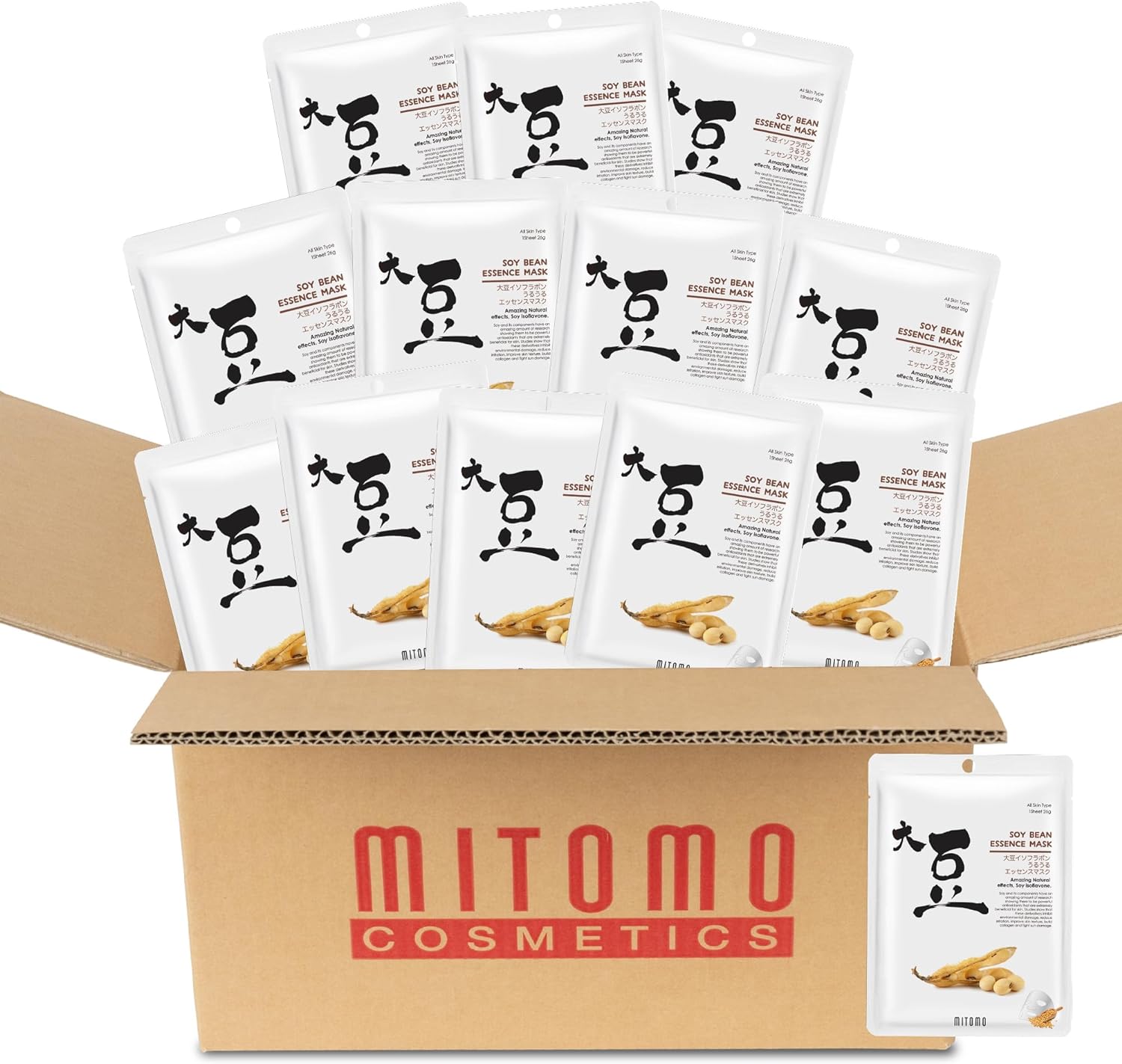 日本製 大豆 美容シートマスク/100枚入り/美容液/美容 スキンケア 潤いマスクパック[JPSS00612-D-2x010]
