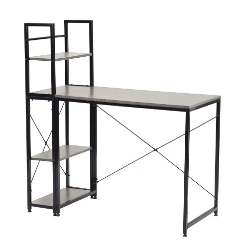 【大好評！最安値挑戦!】パソコンデスク ラック付き デスク ワークデスク 木製 学習デスク Grey Solid WoodG4