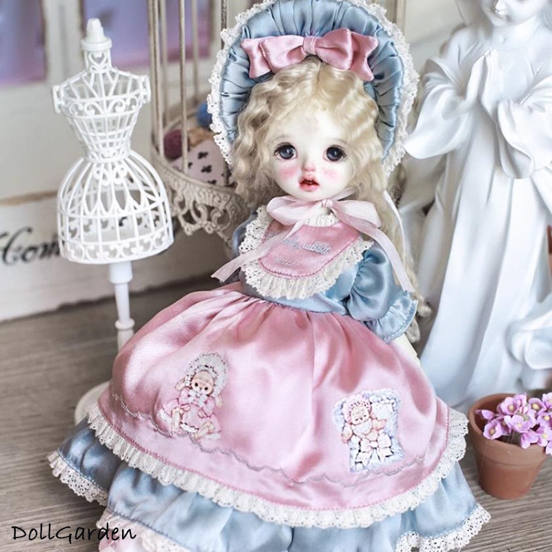 BJD ドール服 1/6 可愛いyosd洋服 『シルク兎』 ワンピースセット 帽子 幼SDサイズ球体関節人形用衣装セット