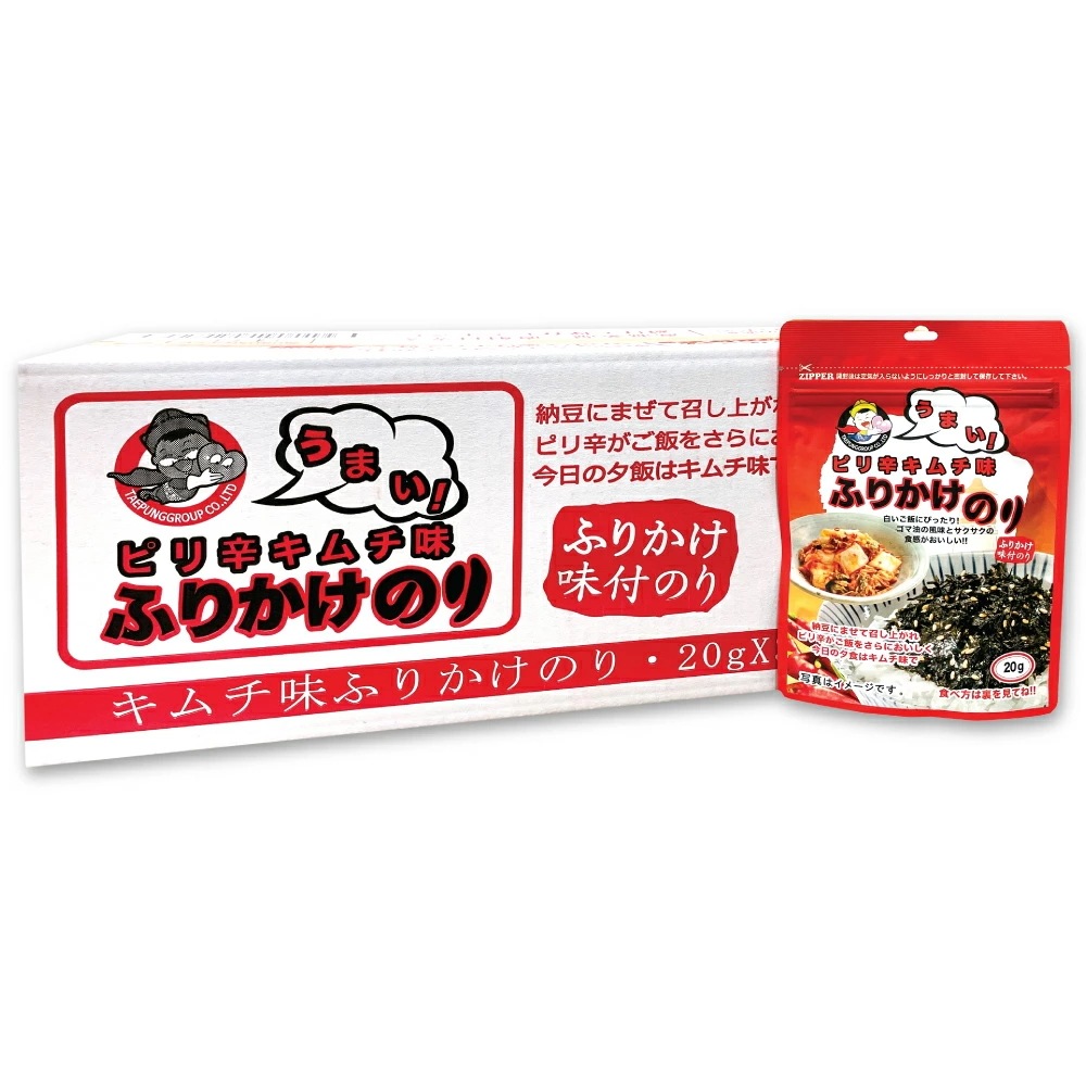 TAEPUNG キムチ味 ふりかけのり 20g x 30袋 箱売りぶっかけのり ピリ辛 超簡単 レシピ 海苔 韓国海苔 低カロリー 　韓国海苔 ジャバンのり ワサビ わさび おつまみ のり