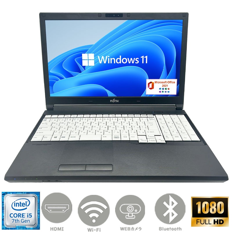 第七世代Corei5 新品 SSD512GB メモリ16GB Win11 MSoffice2021 15.6型フルHD液晶 カメラ テンキー搭載 A577 HDMI BT 無線 ノートパソコン