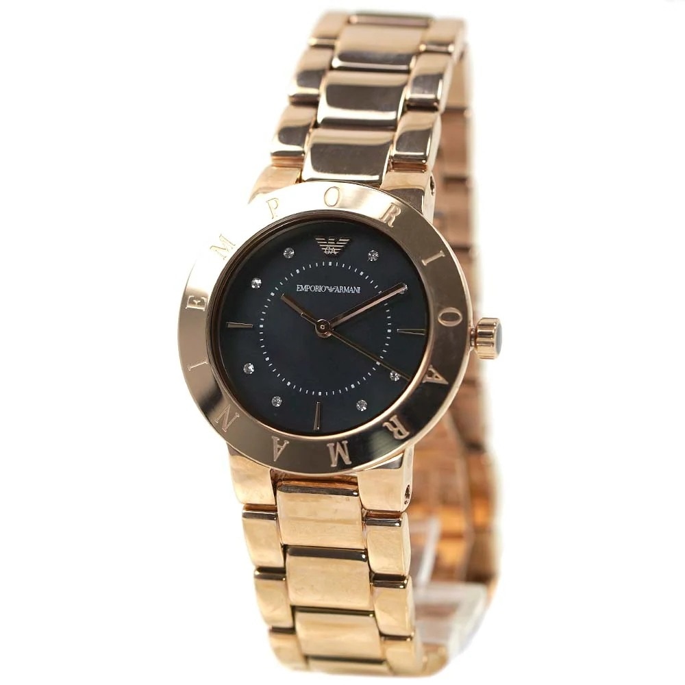 エンポリオ アルマーニ 腕時計 レディース EMPORIO ARMANI Greta グレタ ステンレスベルト ブラックパールローズゴールド AR11251