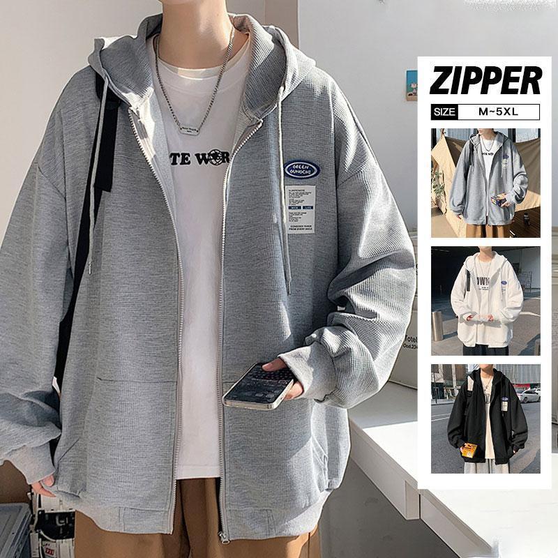 【即納】パーカー メンズ 前開き 長袖 ジャケット ジャンパー ジャージー フード付き ゆったり アウター 秋 通学 春服 運動 ジップアップパーカー 秋冬