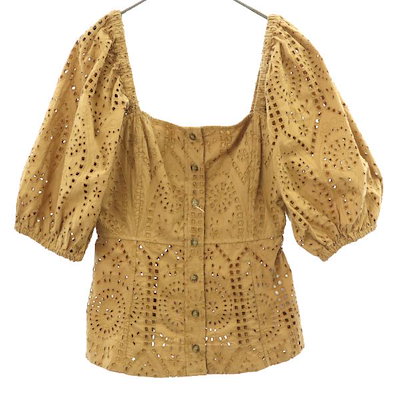 未使用 ガニー レース 5分袖 スクエアネック ブラウス 38 ベージュ GANNI レディース Qoo10] ガニー 未使用 レース 5分袖 スクエアネック