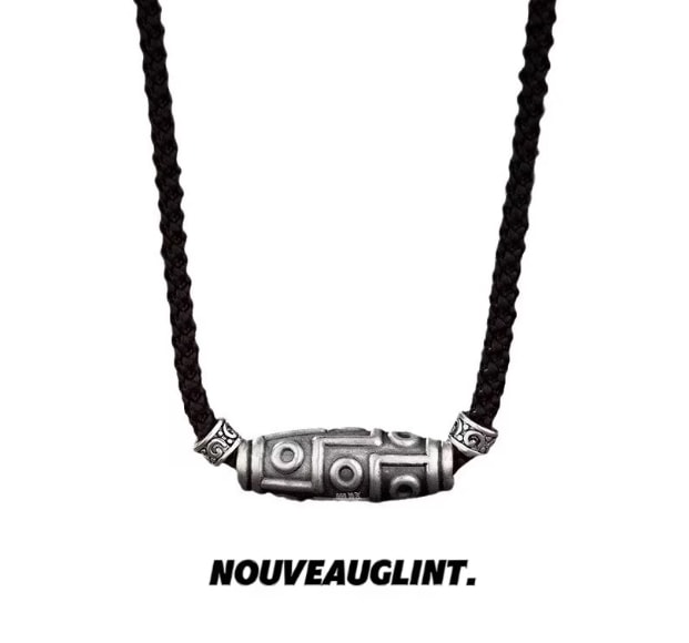 九眼Dziビーズ スターリングシルバーネックレス メンズ - ラグジュアリーニッチハイエンド649