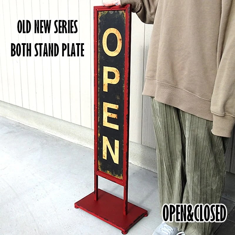 オープン 看板 店舗用 屋外 アンティーク プレート 大きい OPEN 両面柄 CLOESED おしゃれ 可愛い 玄関飾り ビンテージ お店 カフェ お洒落 目立つ アメリカン 雑貨 インテリア