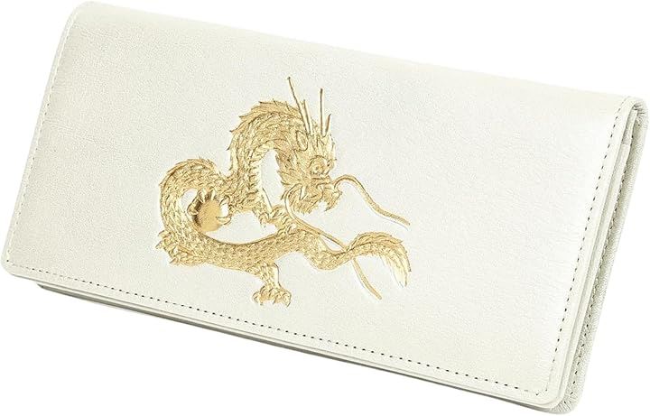 風水 皇帝龍 長財布 金運アップ 日本製 本革 本金箔刻印 牛革 黄金 竜 メンズ YKK製ジッパー使用 シャンパンゴールド(本体のみ)