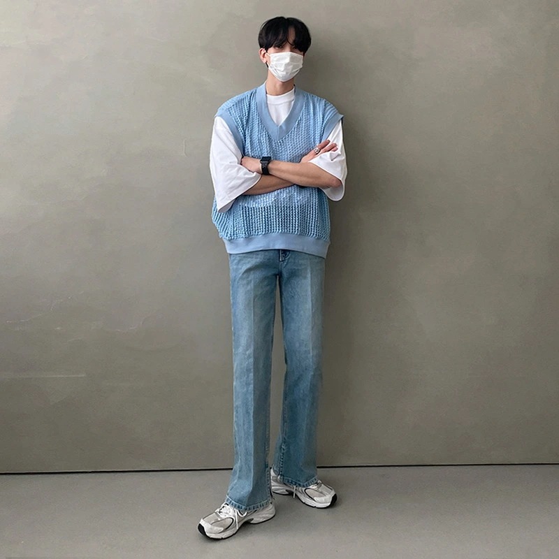 デニムパンツ メンズ 秋 春 ワイドシルエット ストレート カジュアル トレンド