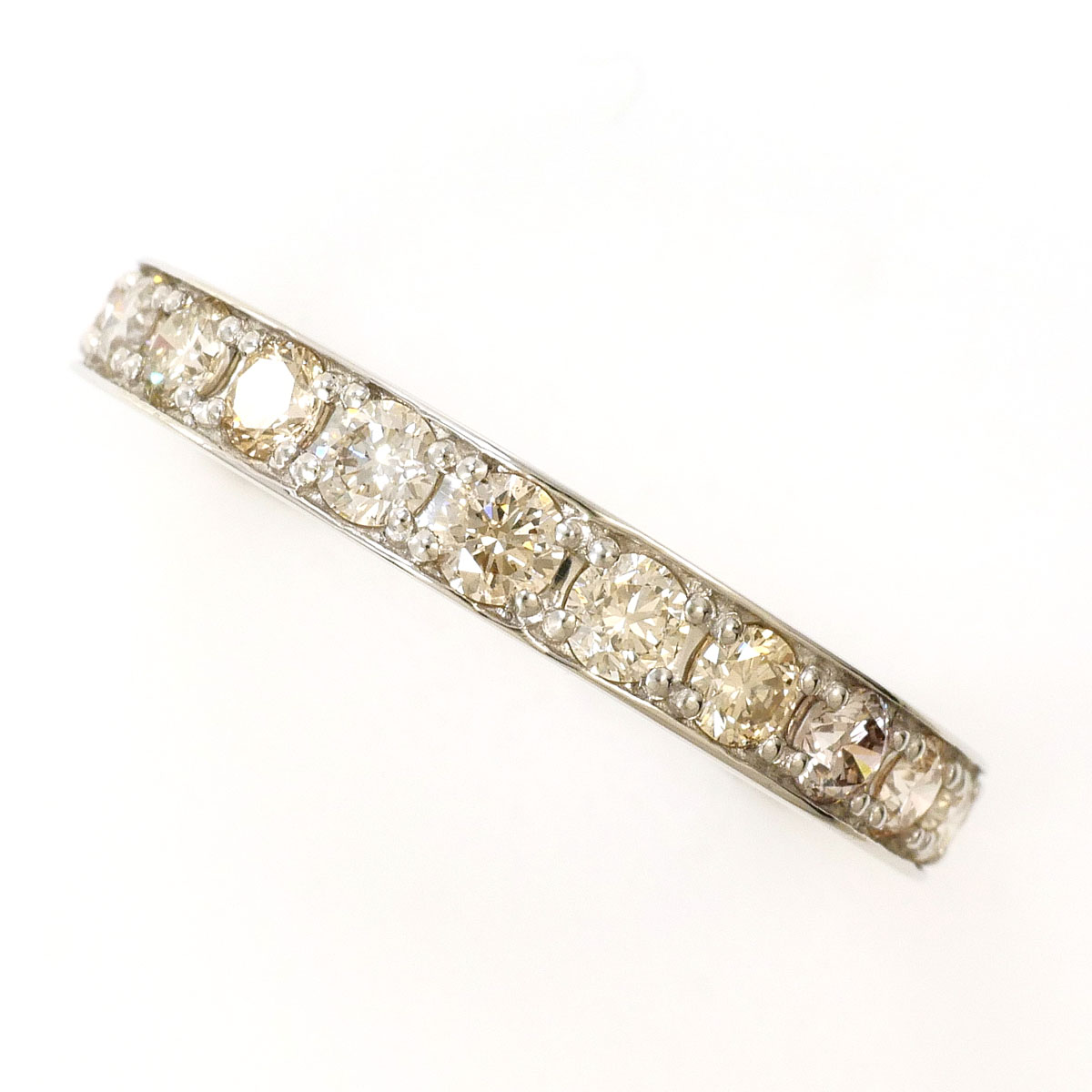 PT900 プラチナ リング・指輪 14号 ブラウンダイヤモンド 1.00ct 総重量約2.9g 中古