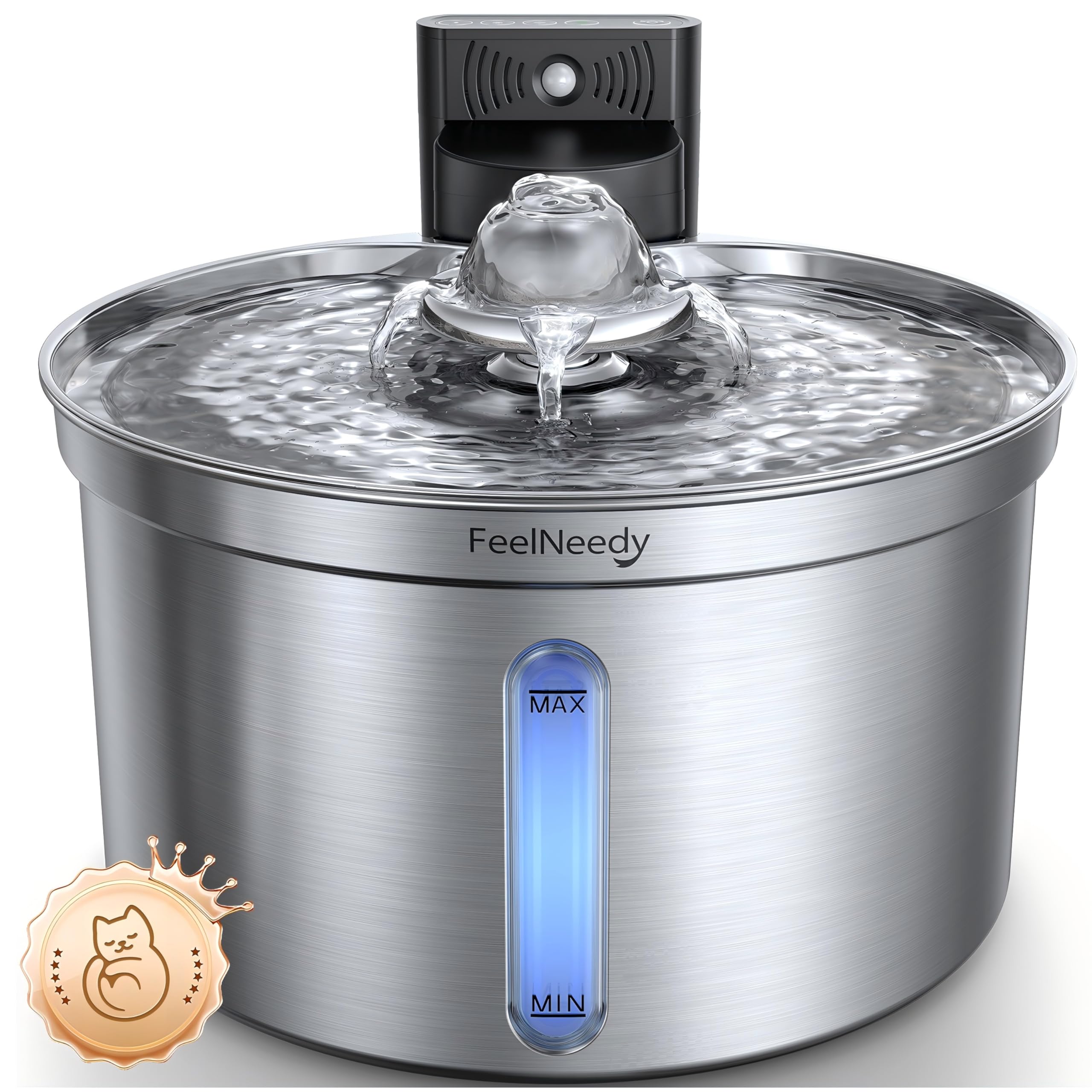 猫 給水器 コードレス充電式 自動 FEELNEEDYステンレス製 ペット用ウォーターボウル 3段階水流モード（センサー/間欠/連続） 多層フィルター付き ワイヤレス 猫 水飲み場 給水機 304ステ