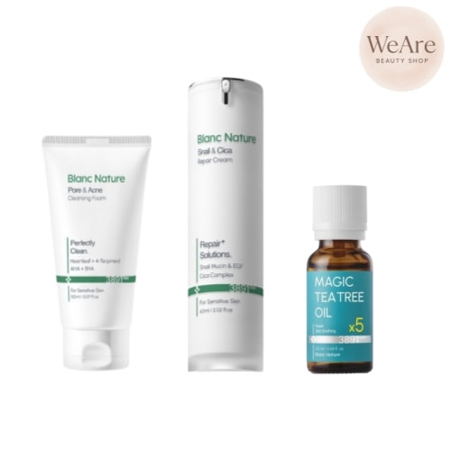 [にきびケアセット] マジックティーツリーオイル + マジックシカクリーム + マジックトラブル洗顔 _ にきびケア 皮脂ケア 角質ケア