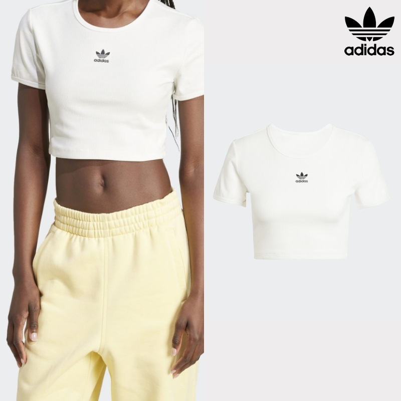 [ADIDAS] アディダス レディースオリジナルス エッセンシャルズ リブ Tシャツ クラウドホワイト / RIB TEE WHITE