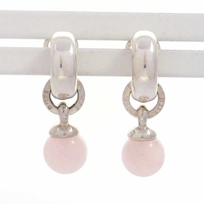 【美品】ティファニー ドアノッカー クリップタイプ シルバー925 ローズクォーツ 【イヤリング】