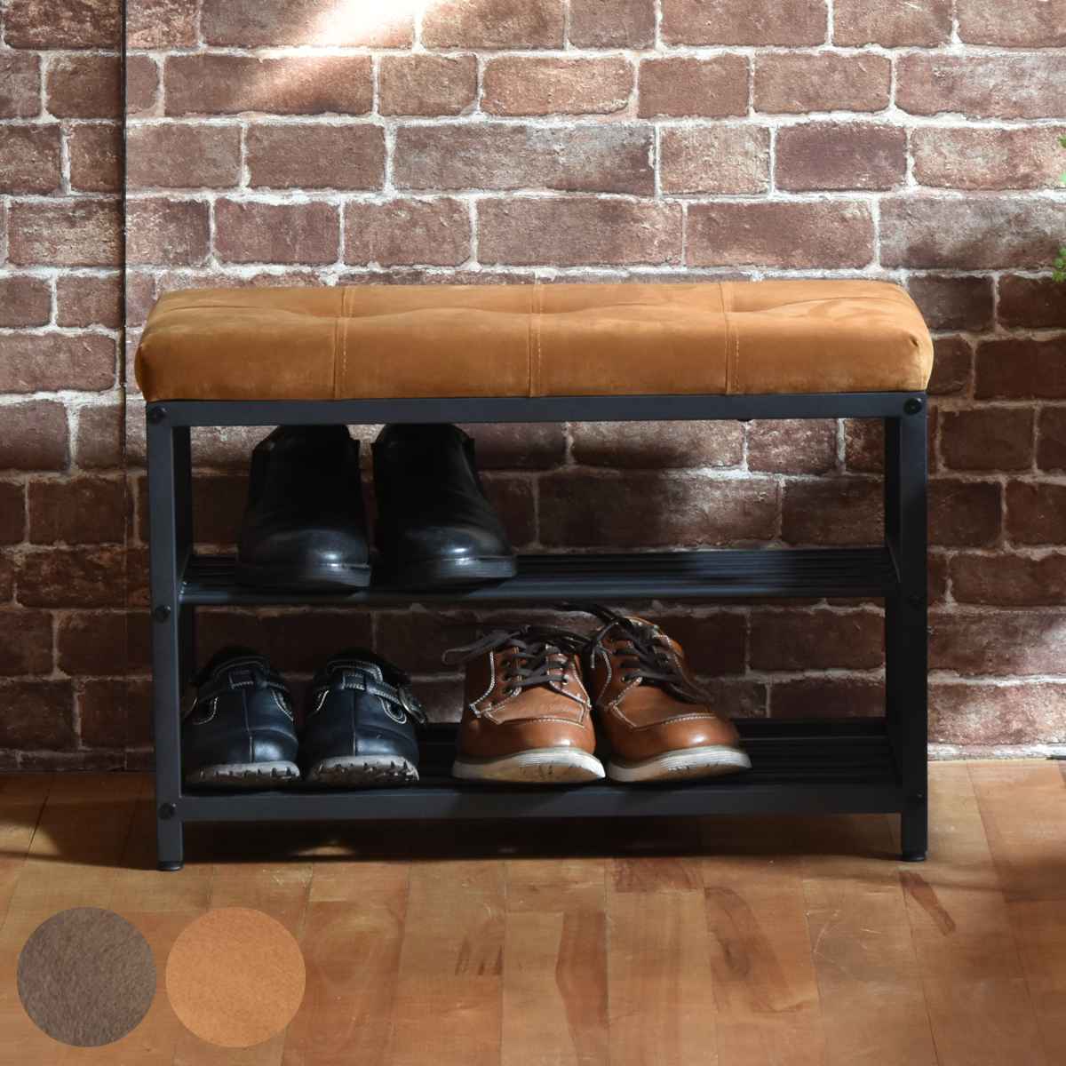 玄関ベンチ 幅61cm ベロア シューズラックベンチ 玄関 ベンチ 1人掛け 玄関収納 スチール 靴入れ 収納棚 スツール おしゃれ 介護 腰掛け ダイニング チェア 椅子 下駄箱