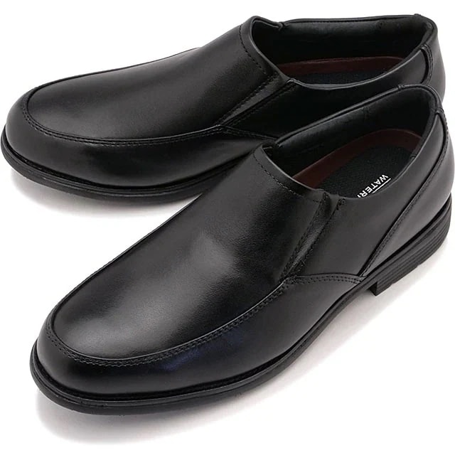 メンズ スリップオン ドレスレザー [ML0035] Slip On 靴 ビジネスシューズ カジュアル 防水 軽量 Black 正規取扱店