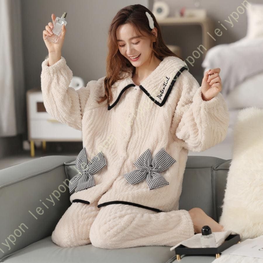 パジャマ レディース ルームウェア もこもこ パジャマ レディース かわいい パジャマ 冬 長袖 パジャマ ルームウェア もこもこ 大きいサイズ 上下セット