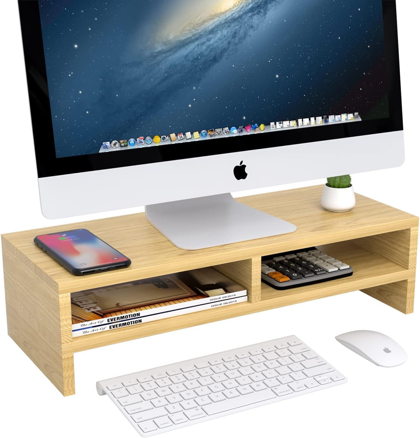 幅50cm 二段式 机上モニタースタンド キーボード収納 PC・プリンタ用