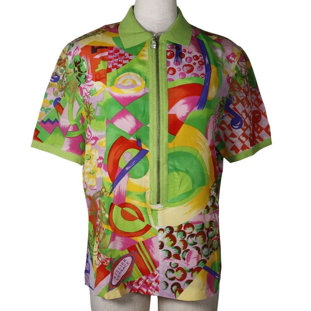 ポロシャツ シルク 黄緑 レディース 中古品 Aランク