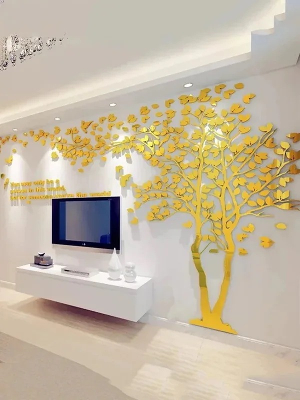 3Dアクリルミラーウォールステッカー アートステッカー テレビの背景 壁のポスター リビングルーム 家の装飾