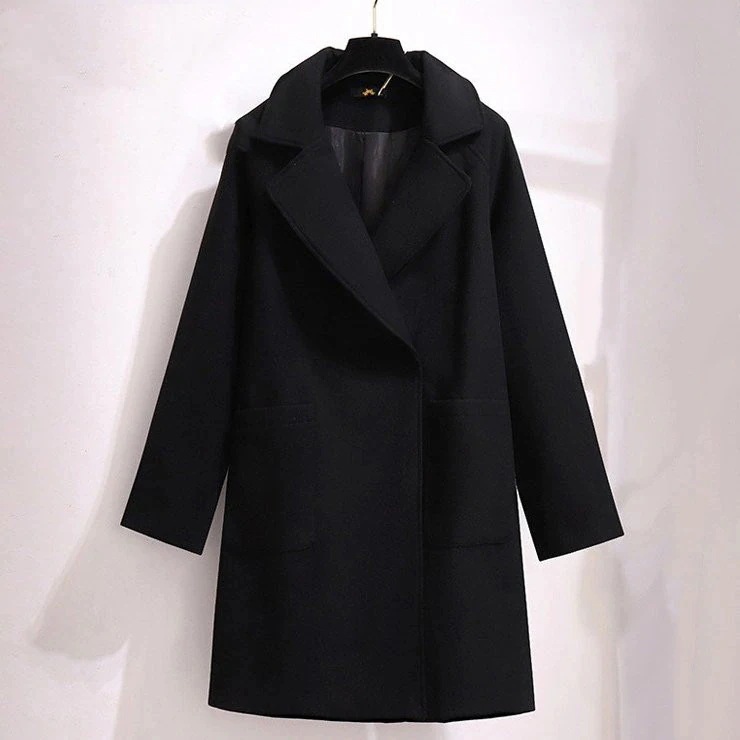 大きいサイズ レディース チェスターコート 黒 メルトンタッチ 前あき ラグランスリーブ ブラック