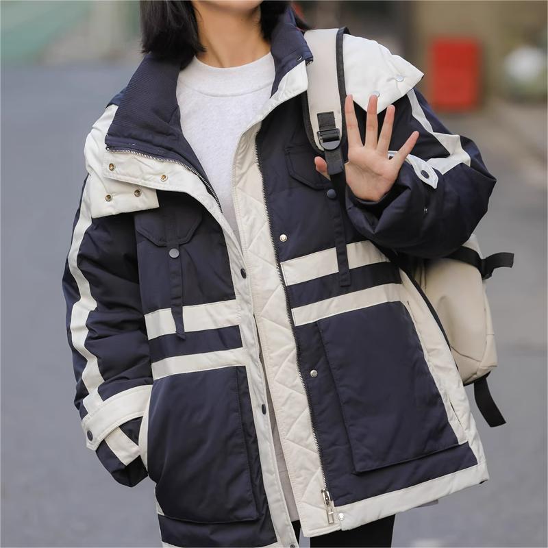 韓国デザイン秋冬新作モノクロウィンターコート