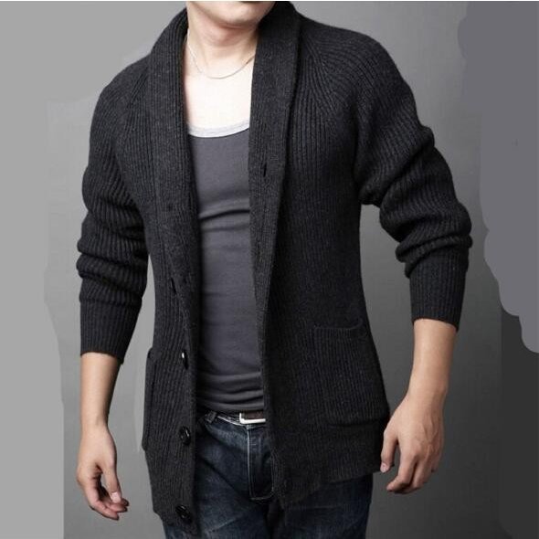 ファッション通販 厚手 羽織り メンズ アウター 柔らかい トップス カジュアル シンプル 秋冬 2色 無地 ニットカーディガン 長袖 その他 カラー 黒灰 Qualitygb Do