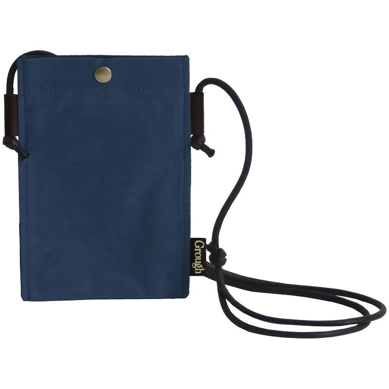 そだてる帆布Grough パラフィン加工帆布xレザー スマホミニショルダー ネイビーxブラウン 4,803円