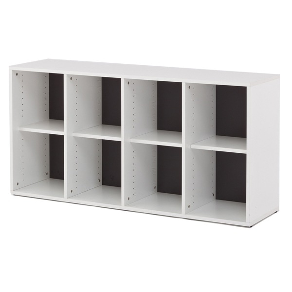 シェルフ 幅158.6cm 4列2段 格子型 プリーマ ラック 棚 書庫 収納家具 ファイル棚 格子 本棚 カルテラック 160センチ ダークグレー グレー ホワイト 白 法人限定