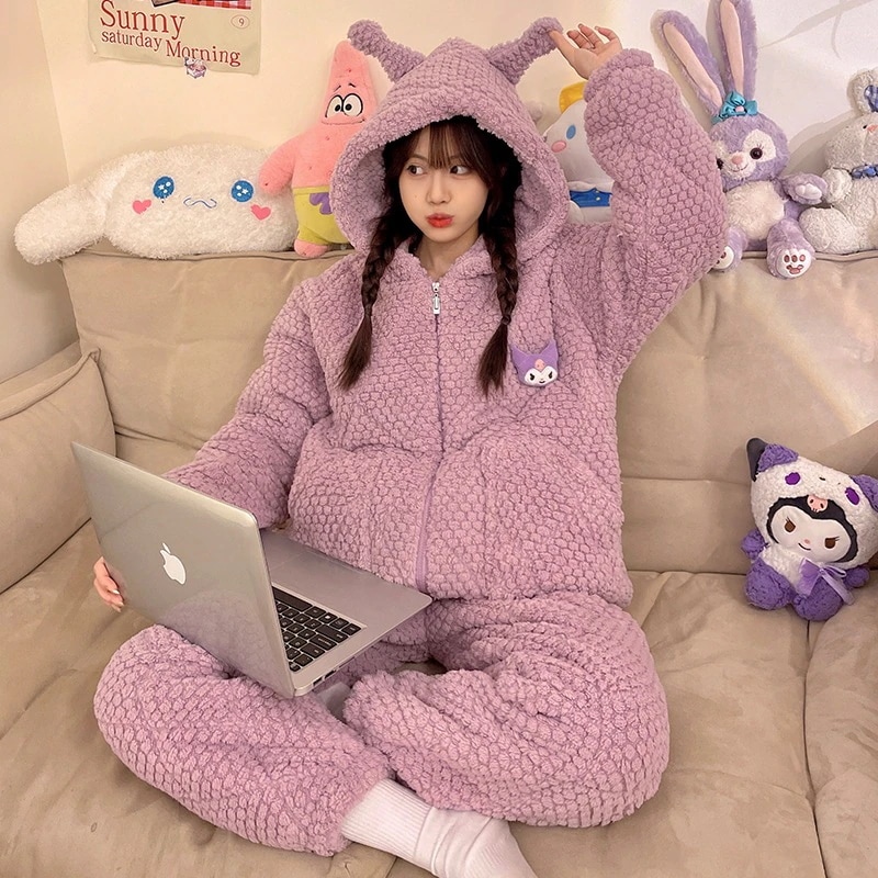 パジャマ女性秋と冬のサンゴ フリース厚く暖かいプラシ天ベルベット 3 層綿フランネル ルームウェア スーツ 5,047円