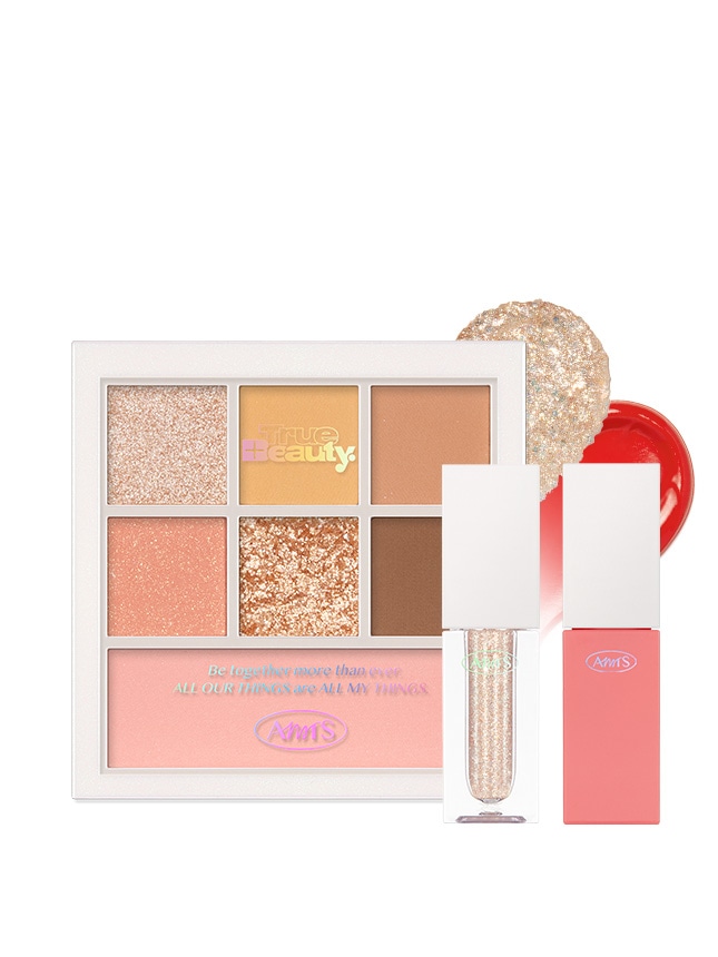 AMTS女神降臨3点セットsomesweetサムスウィート(コーラル系)パレット,グリッター,リプティント韓国コスメ