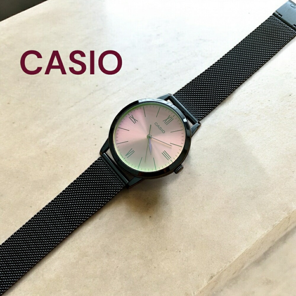 日本未発売 カシオ CASIO 腕時計 メンズ レディース ユニセックス 収納ケース付き シンプル メッシュベルト ブラック ピンク 防水 ビジネス カジュアル プレゼント ギフト 時計 誕生日 記念