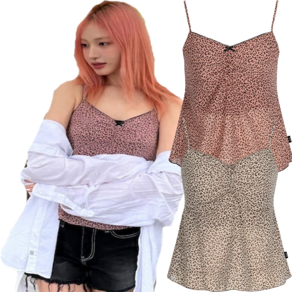 IVE リズ 着用/LEOPARD SHIRRING LACE SLEEVELESS 6,708円