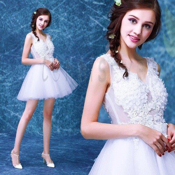 ウェディングミニドレス 結婚式 安い 二次会 披露宴 花嫁 ウエディングドレス ミニ パーティードレ