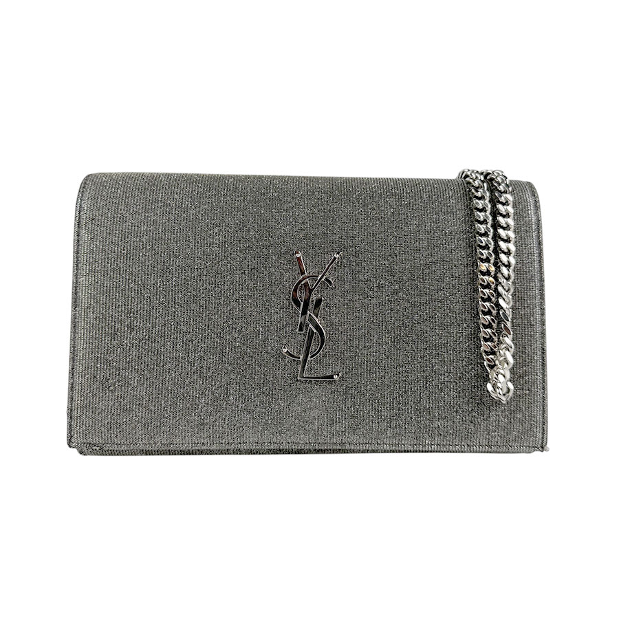 サンローラン SAINT LAURENT チェーンウォレット ブラック×シルバー シルバー レディース 377829 z6620