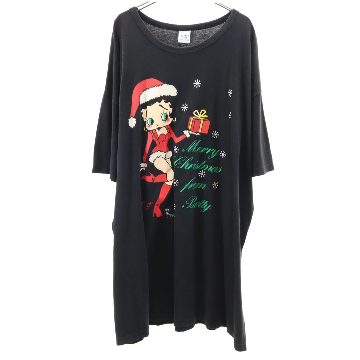 COLLEGE WARE ベティーブープ 半袖 ワンピース ONE SIZE ブラック サンタクロース BETTY BOOP キャラT ビッグサイズ レディース 古着