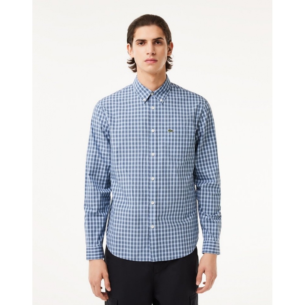 ラコステメンズポプリンチェックシャツ CH0894-54G IR8