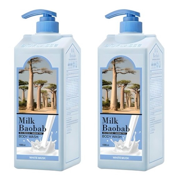 [BTS Jungkook pick]大容量 ボディウォッシュ ホワイトムスク 1L 2本 pH5弱酸性 うるおいバランス バオバブ抽出物 ウユタンパク 香り長持ち 全身用液体ソープ