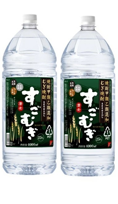 【送料無料】合同酒精 すごむぎ 麦 25度 4000ml 4L2本【北海道沖縄県東北四国九州地方は必ず送料がかかります】