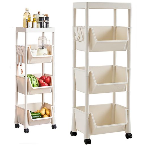 YANHAO キッチンワゴン ワゴン キャスター付き バスケットトローリー 収納ワゴン 洗面所 収納 隙間収納 多機能 リビング ルーム バスルーム オフィス キッチン用 キャスター付き 組立簡単 (