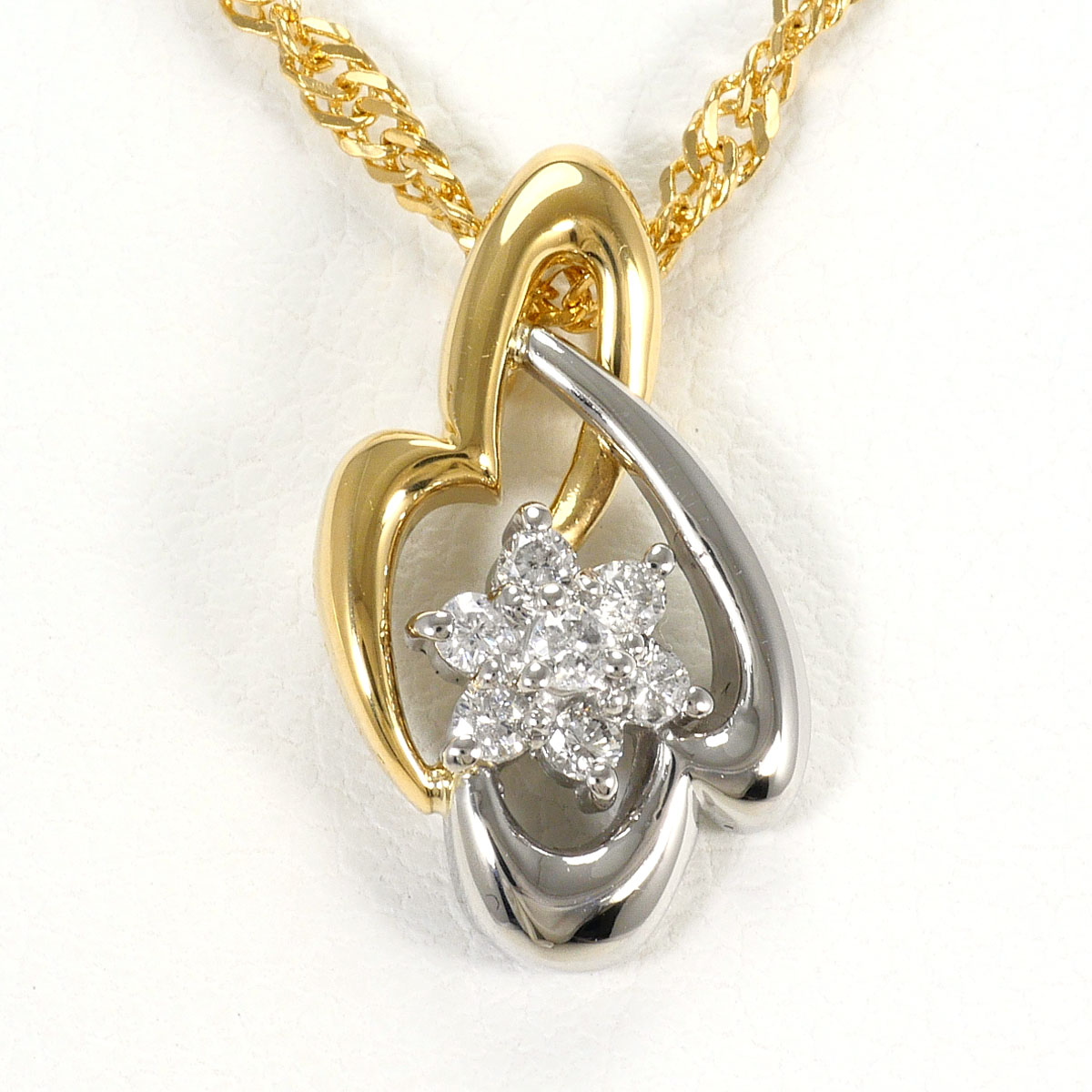 PT850 プラチナ K18 18金 YG イエローゴールド ネックレス ダイヤモンド 0.11ct 鑑別書 総重量約5.3g 約40cm ジュエリー 中古