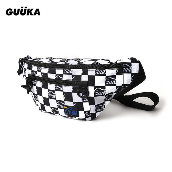 トレンディな黒と白のヒップホップ ランニング ショルダー バッグ