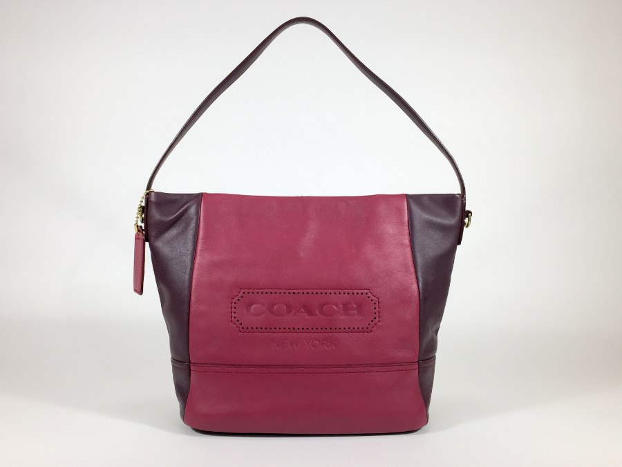 ショルダーバッグ レザー パープル ショルダートート ハンドバッグ 【中古品】