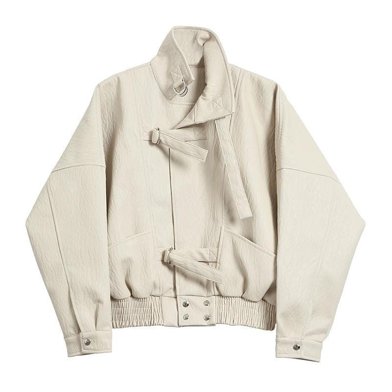 革ジャン 春秋 アウター ブルゾン 高級感 レディース 羽織 カジュアル 通勤 開襟 着痩せ レザージャケット ライダースジャケット 原宿風 ゆったりアウターライダースジャケット