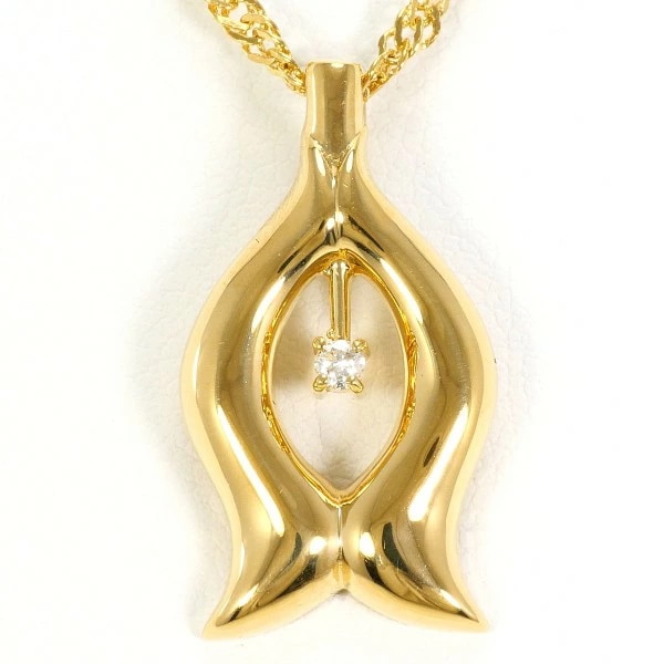 K18 18金 YG イエローゴールド ネックレス ダイヤ カード鑑別書 ジュエリー 中古