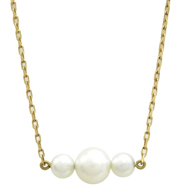 ミキモト MIKIMOTO ネックレス パールネックレス K18YG パール イエローゴールド MIKIMOTO 3P 【中古】