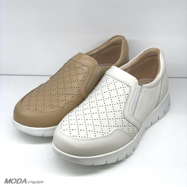 軽量クッションパンチングスリッポン女性スニーカー2XWO54X_GN