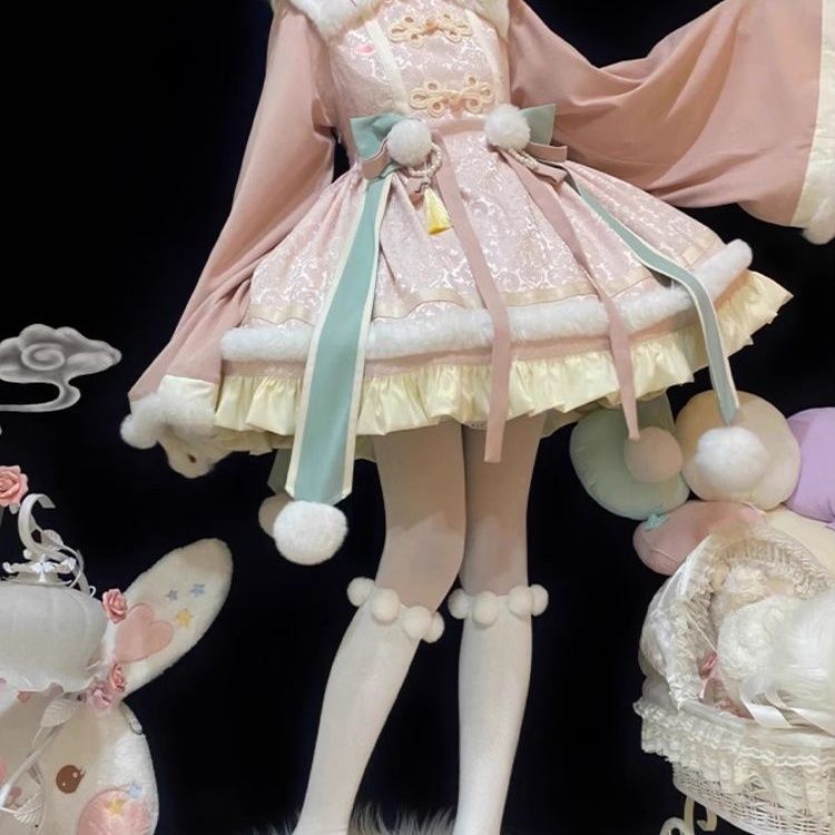 桃姚正月シャツ 春祭り ロリータ ロリータドレス チャイナ風 とろみかわいい 長袖op