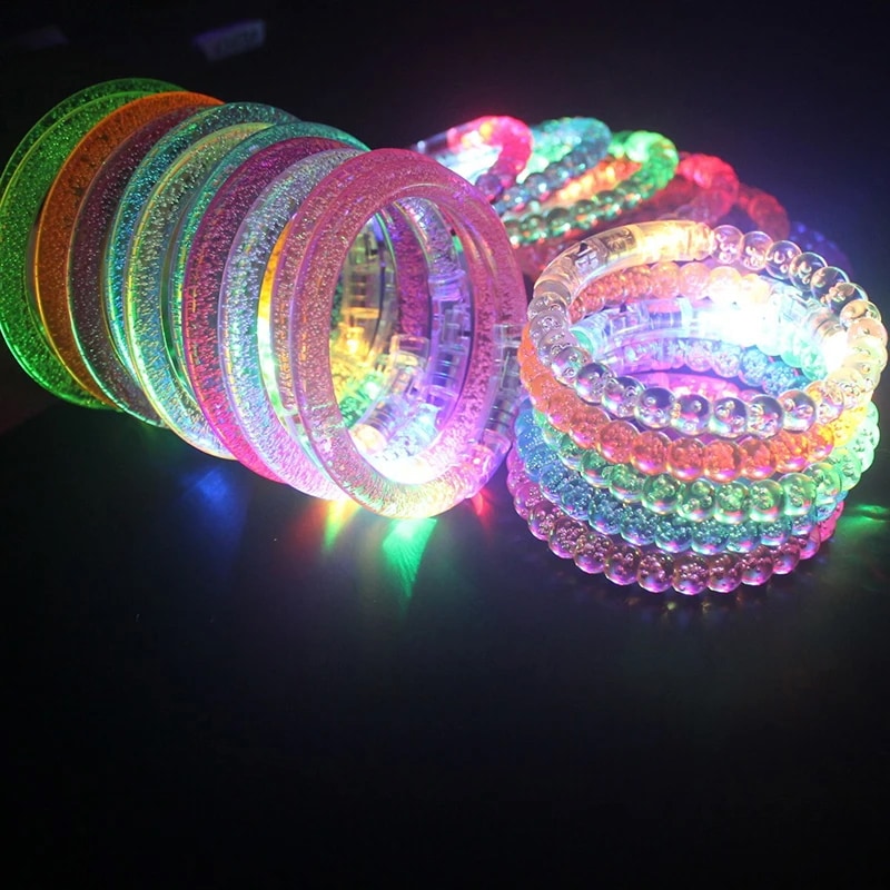 LEDリストバンドブレスレット,10/20/30/40/50/60個,夜に輝く,ウェディングデコレーション用 Mixed Color AB 50pcs