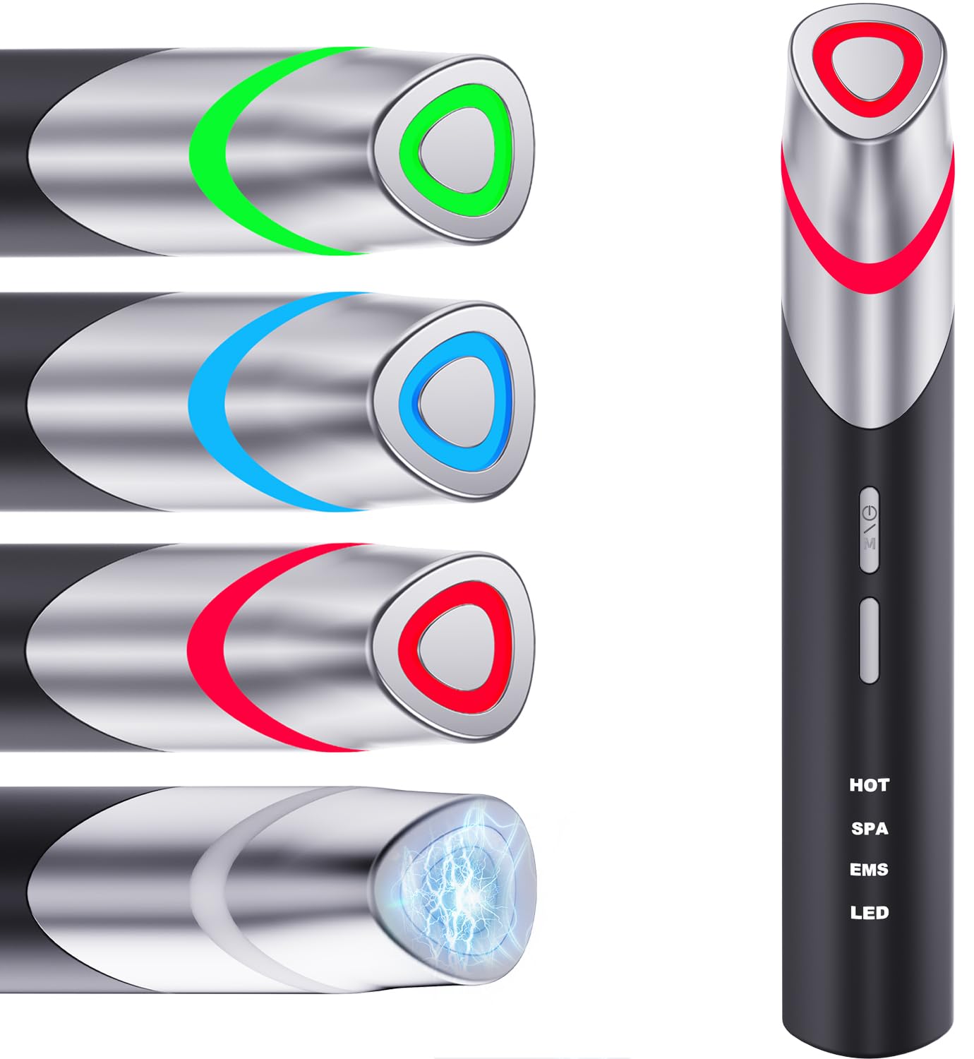 YOSINA オールインワン美顔器 EMS 目元美容器 赤 青 緑 3色LED 1台6役 自宅エステ AQE-RG プレゼント black