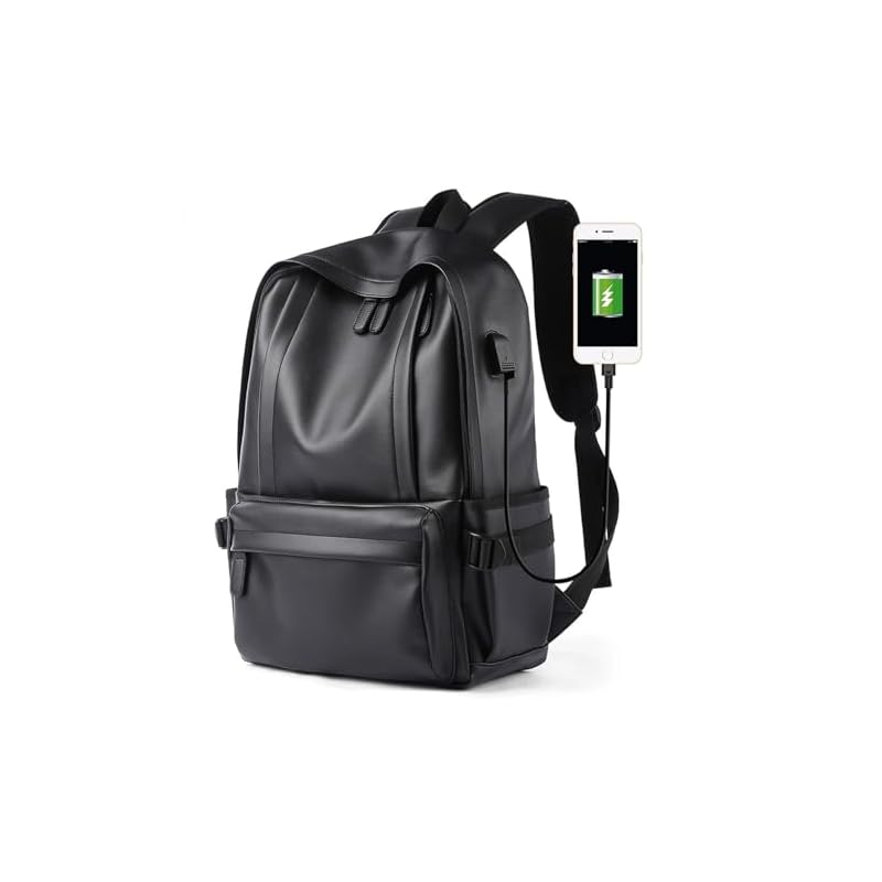 [Lavancia] リュック バックパック 旅行バッグ ビジネスバッグ PU革 大容量 カジュアル 防水 男女兼用 通勤バッグ 軽量 出張 旅行 通勤 修学 （黒）